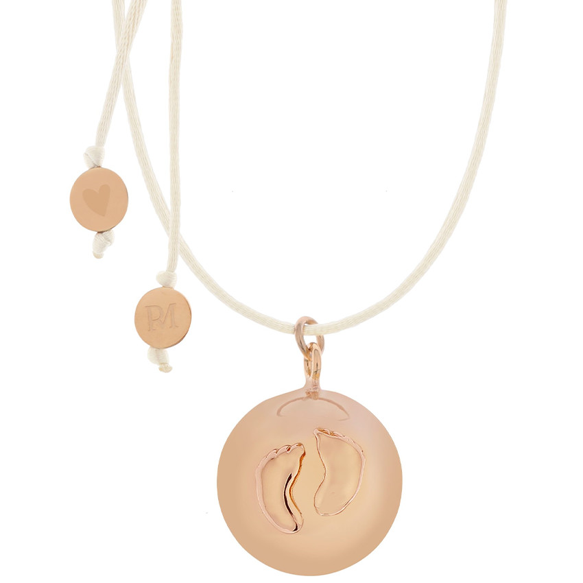 Bola zwangerschapsketting met voetafdruk Sofie crème 