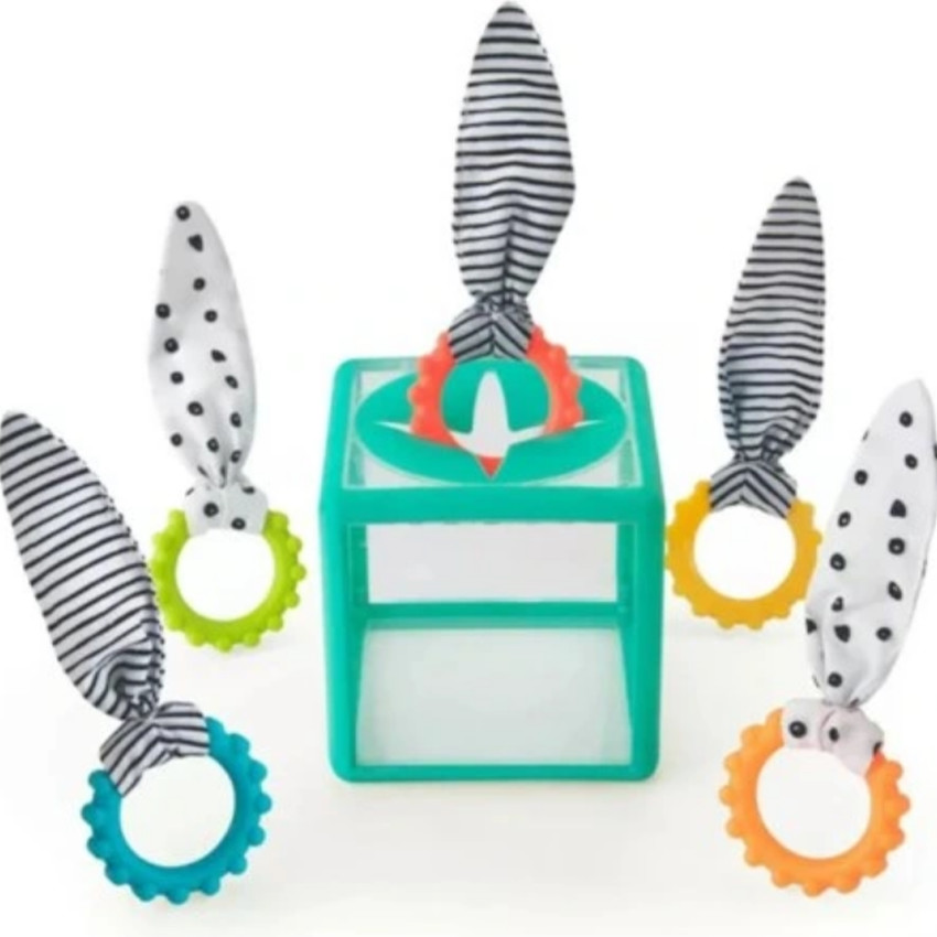 Jouet 1er Age anneaux arc-en-ciel et cube sensoriel 