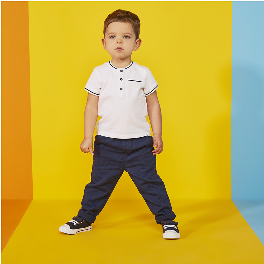 Polo met korte mouwen en teddy kraag voor baby jongen 