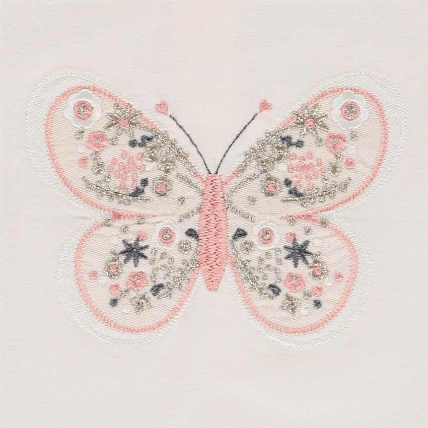 T-shirt met korte mouwen en vlinderborduursel voor baby meisjes 