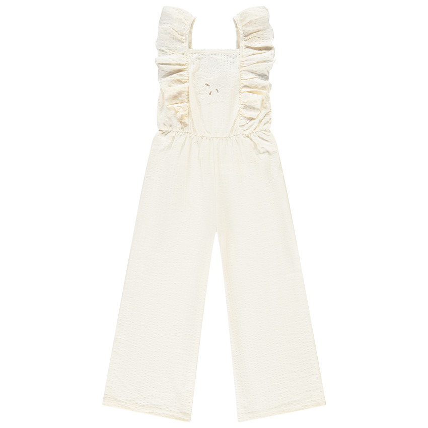 Combinaison longue avec volants et broderie pour fille  