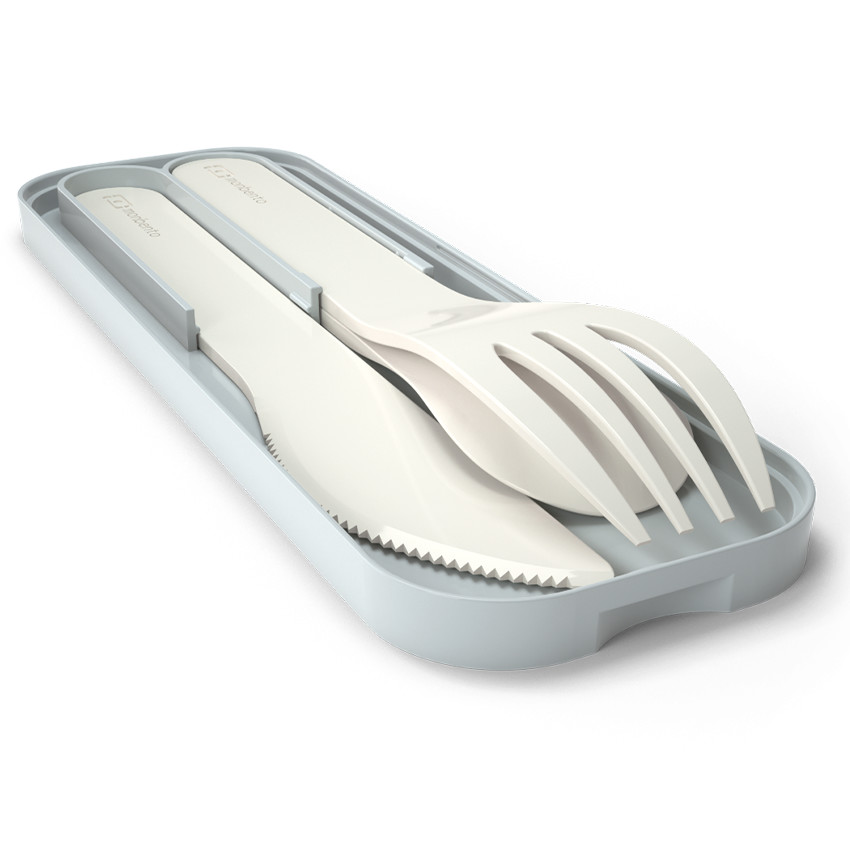 Set de 3 couverts en plastique PLA natural 