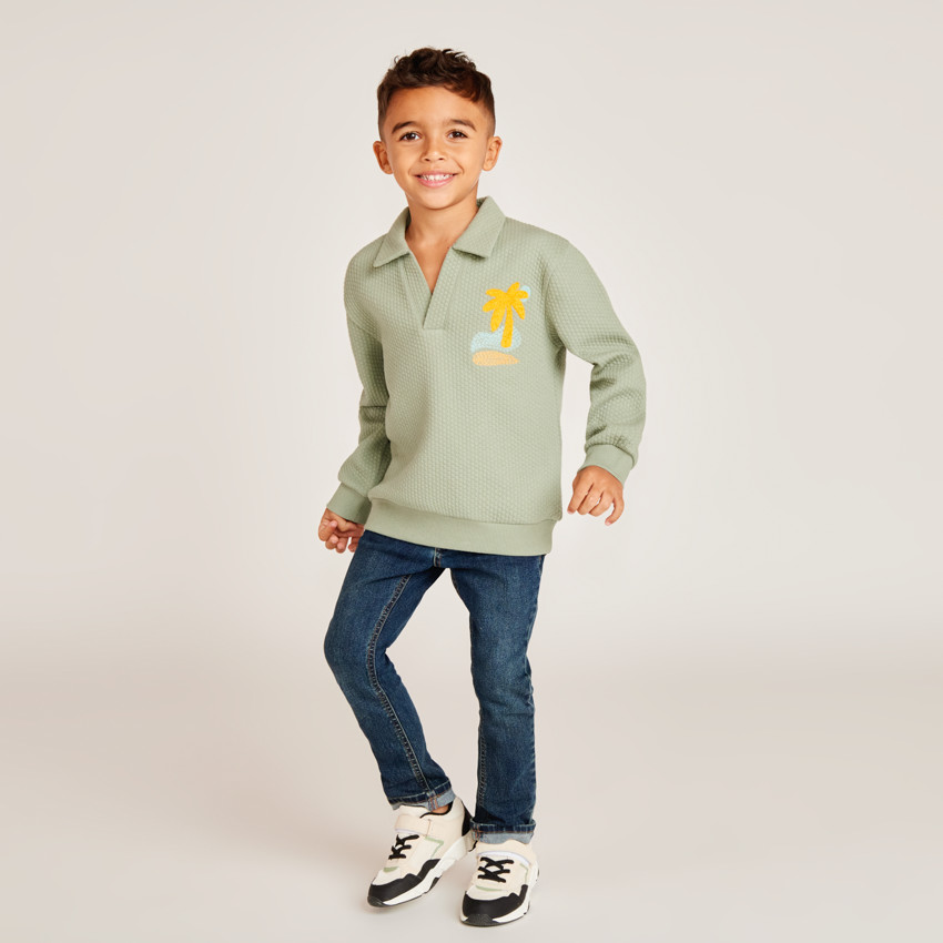 Sweatshirt met plissé-effect en polo-kraag jongens 