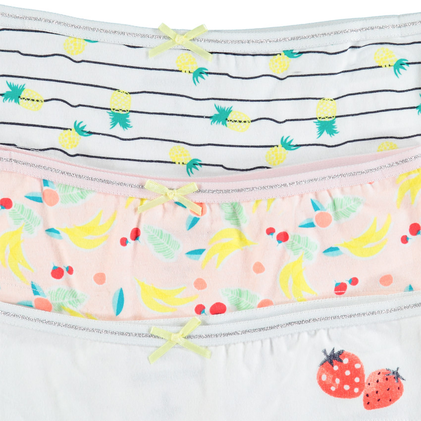 Lot de 3 shorties en coton à fruits printés 
