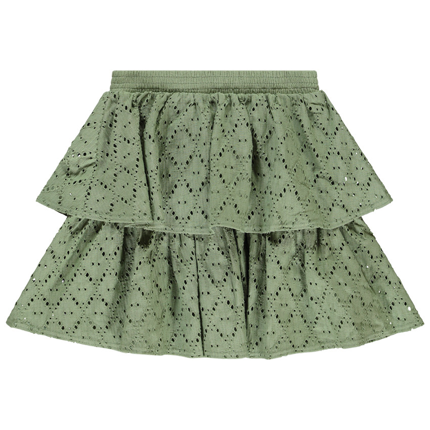 Korte effen rok met volant in jacquard voor meisjes 