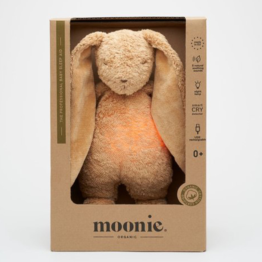 Veilleuse peluche Son & Lumière Lapin Nature Bio Cappuccino   