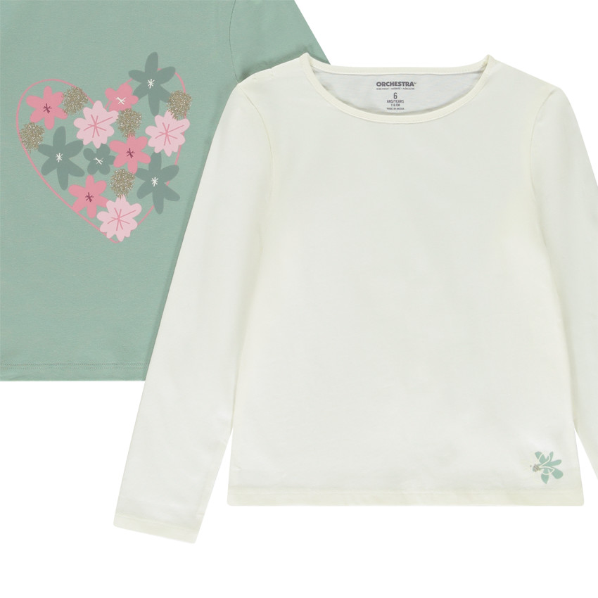 Lot de 4 t-shirts manches longues fantaisie en jersey pour fille 