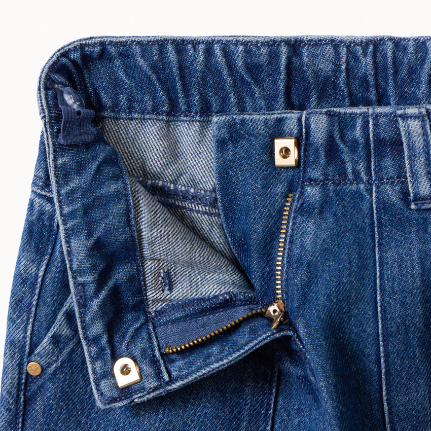 Brede denimjeans met opgestikte zakken voor meisjes 