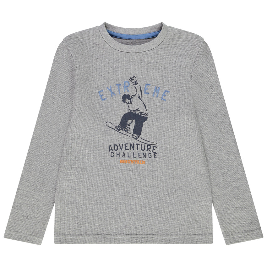 T-shirt manches longues en jersey fantaisie print et broderies pour garçon 