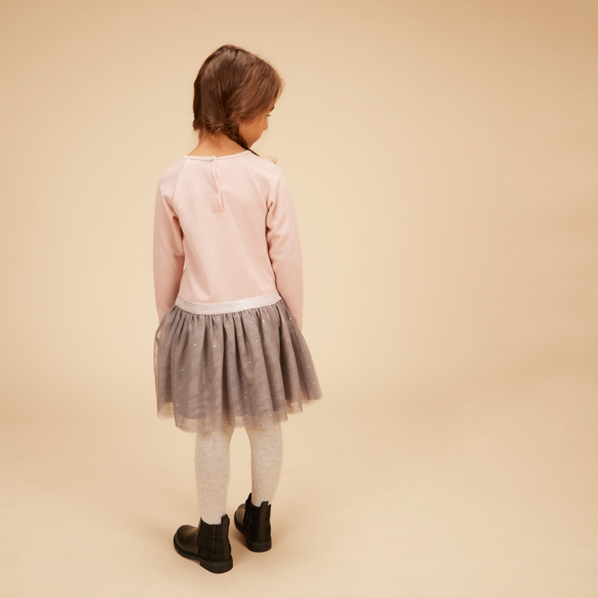 Robe effet 2-en-1 avec tulle imprimé fantaisie pour fille 