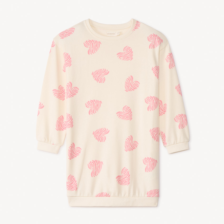Robe molleton imprimé cœurs pour fille 
