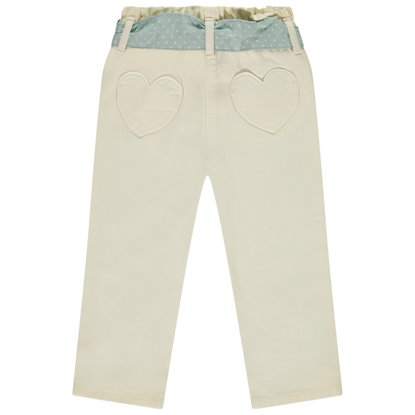 Jean à ceinture foulard et broderies papillons pour bébé fille 