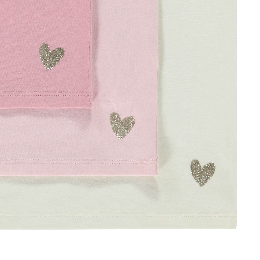Set van 3 t-shirts met lange mouwen en hart foil print voor meisjes 