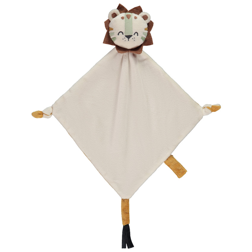 Doudou plat lion en velours pour bébé 