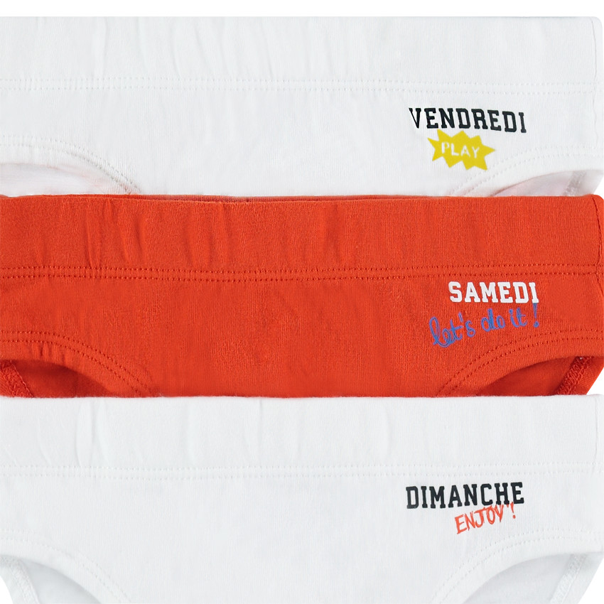 Lot de 7 slips en coton avec jour de la semaine printé 