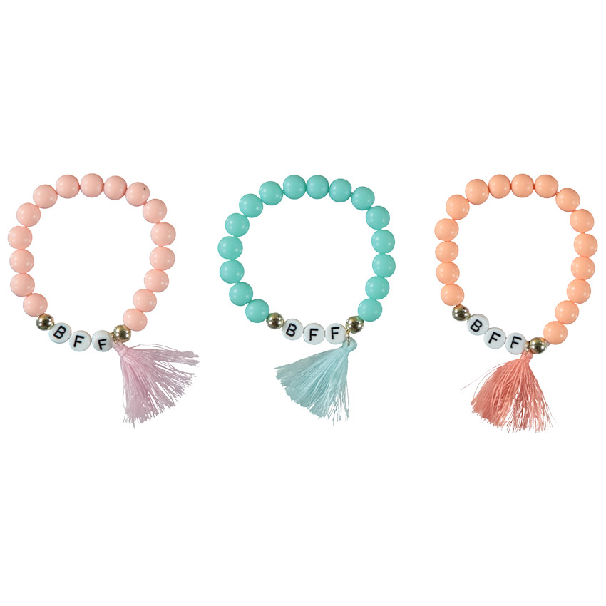 Lot de 3 bracelets fantaisie à pompon pour fille 