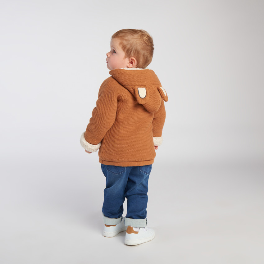 Gilet à capuche doublé sherpa avec oreilles ludiques pour bébé garçon  