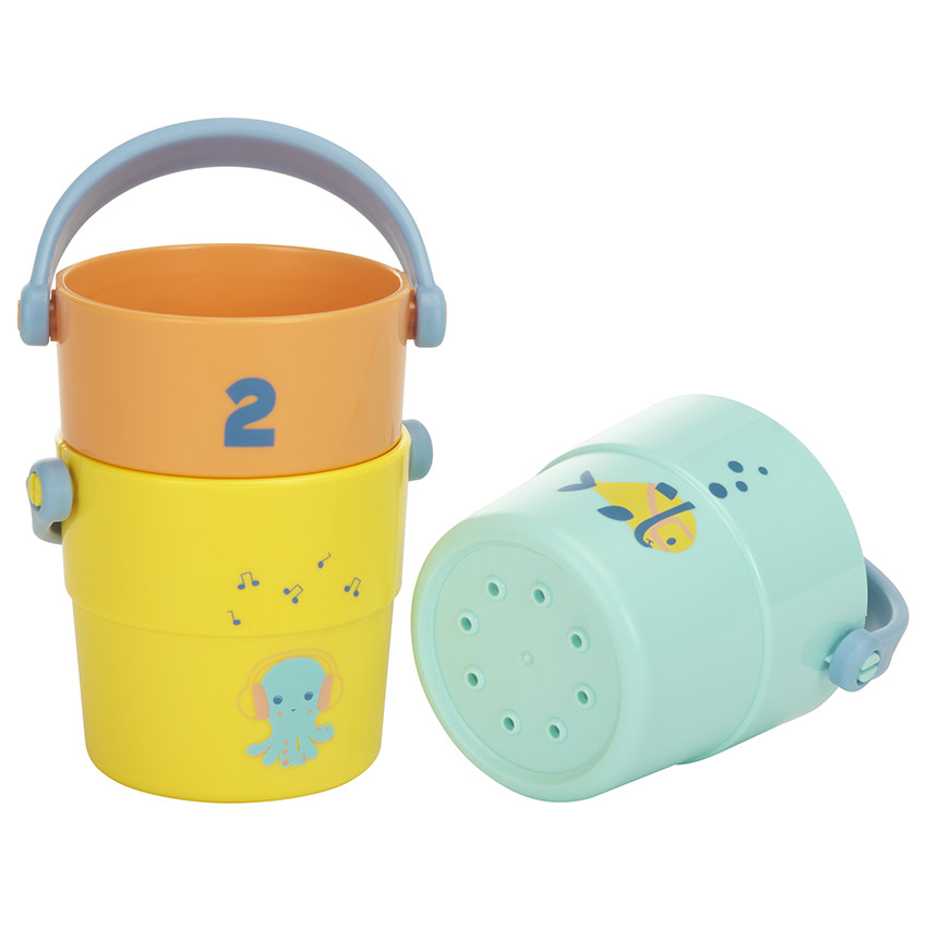 Lot de 3 sceaux de bain perforés à empiler 