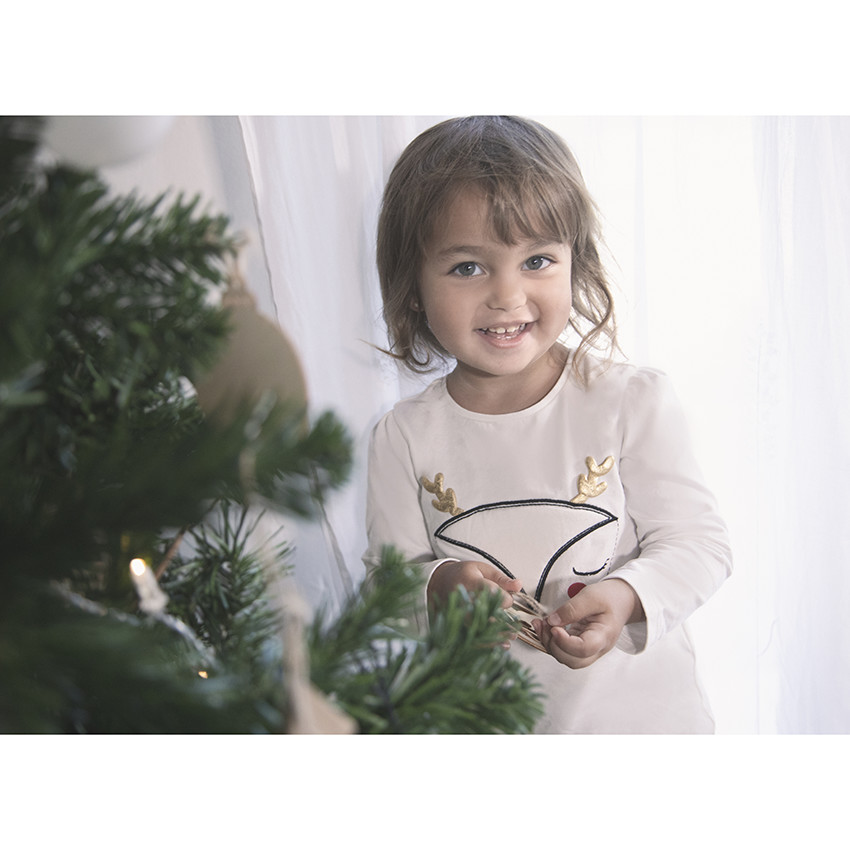 T-shirt manches longues motif renne esprit Noël pour enfant fille 