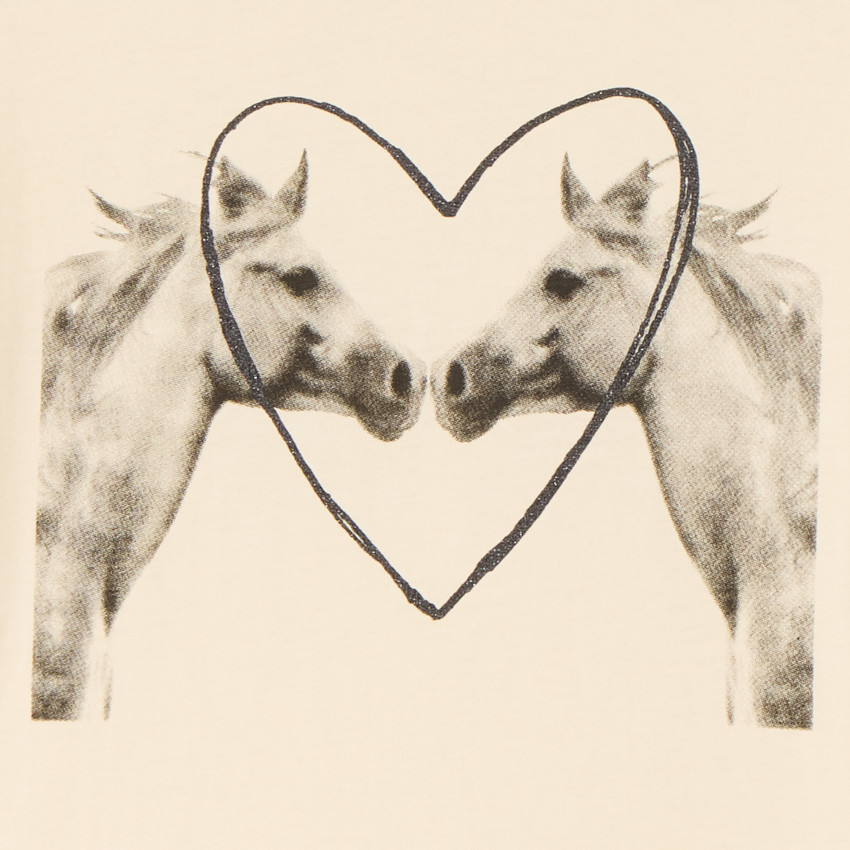 T-shirt met korte mouwen met fotoprint van paarden voor meisjes 