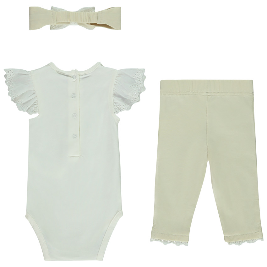 Drie-delige set met Engels borduursel Marie Disney voor meisjesbaby 