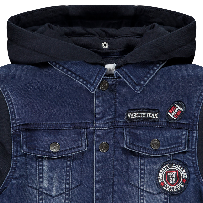 Jeansjasje met kap en mouwen van molton voor jongens 