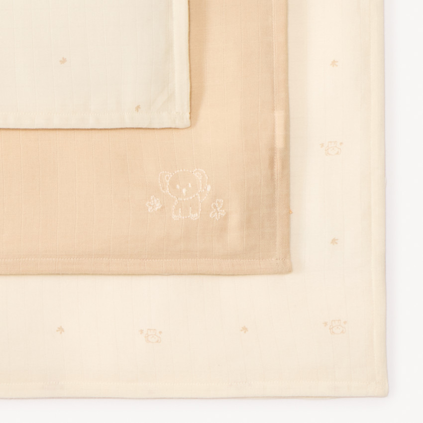 3-pack biologisch katoen hydrofiele doeken met olifantmotief voor baby's 