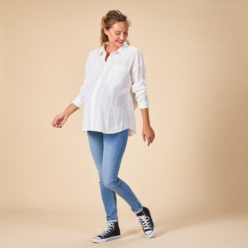 Chemise manches longues unie pour femme 