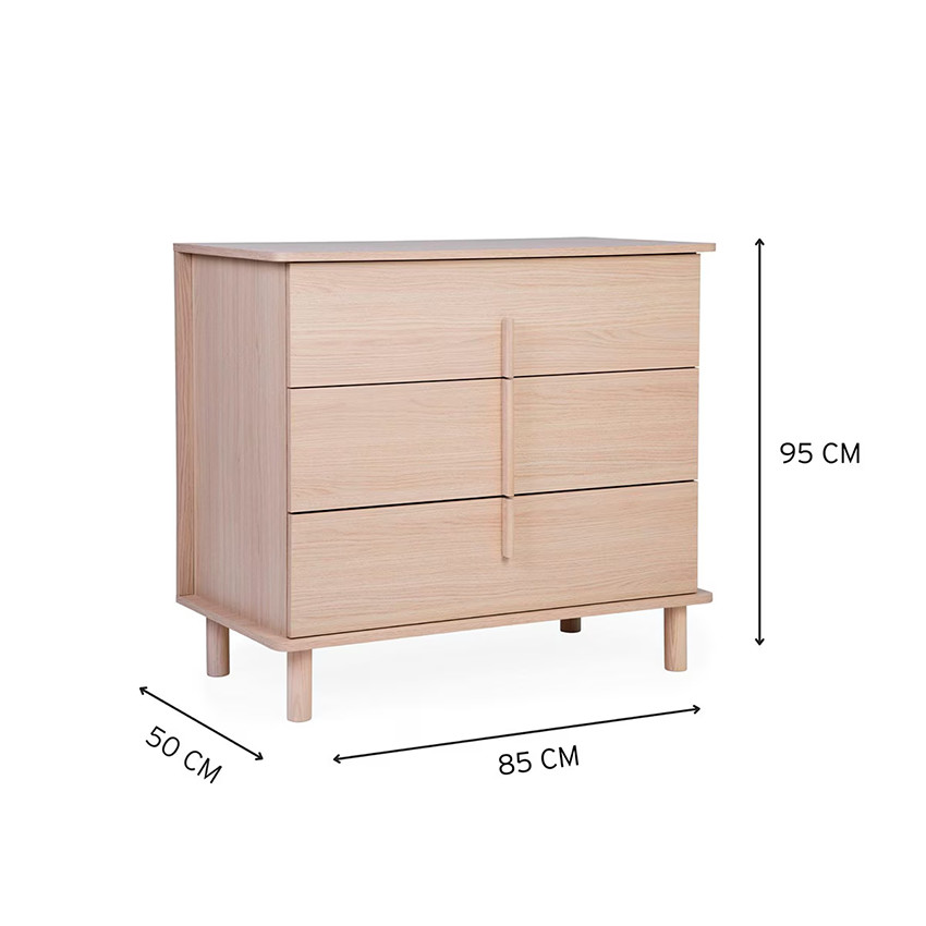 Commodes 3 tiroirs avec Plan à langer Nordica Natural 