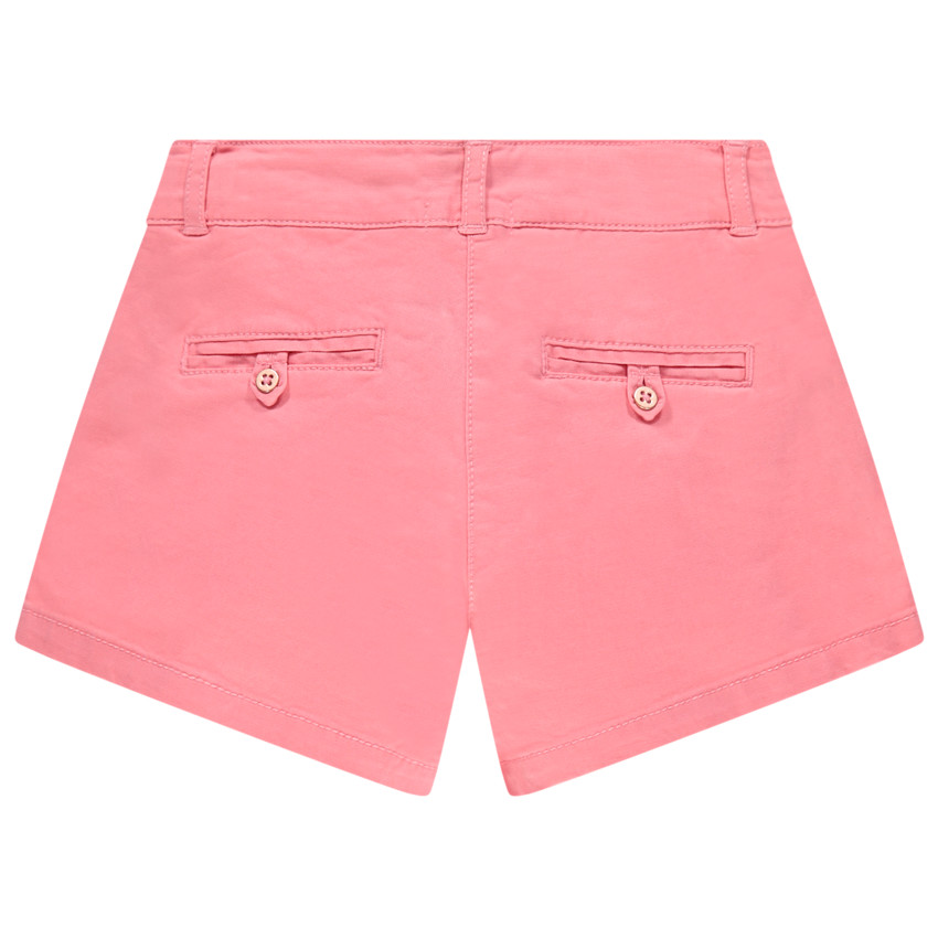 Short en satin de coton uni à poches volantées 