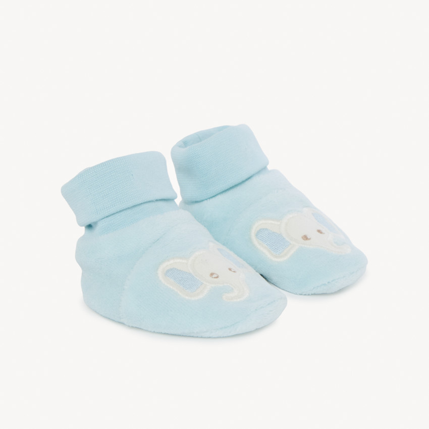 Pantoffels van fluweel met olifant voor baby jongen 