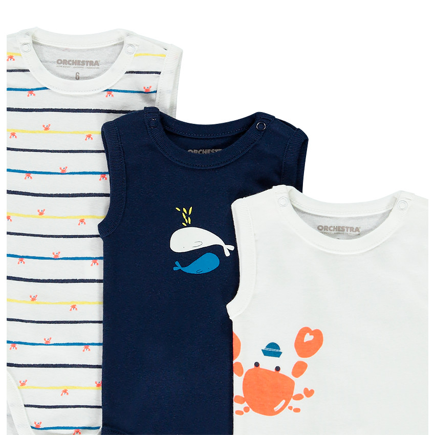 Lot de 7 bodies assortis imprimé bateau et animaux de la mer pour bébé garçon 