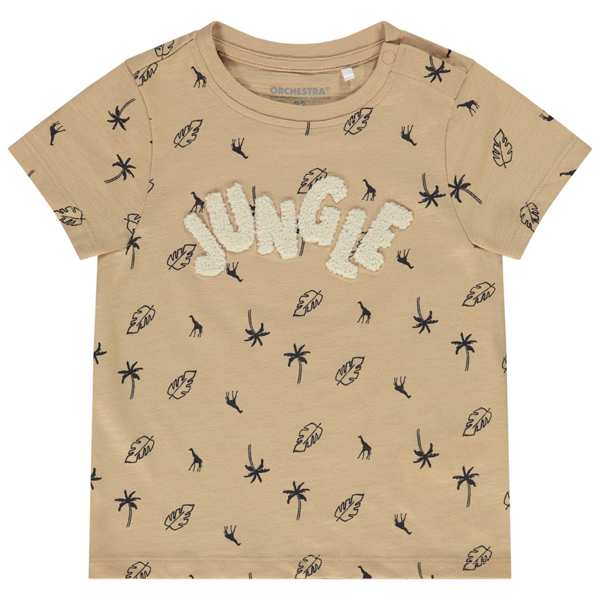 T-shirt korte mouwen met bouclé patch voor baby jongen 