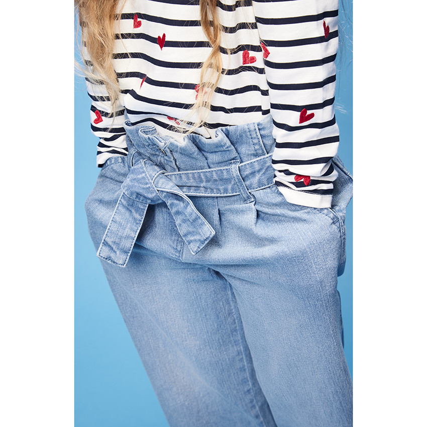 Matrozenshirt met lange mouwen en hartjesprint voor meisjes 