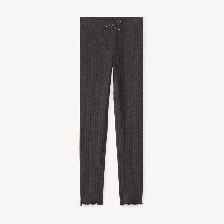 Legging côtelé uni à nœud pour fille 