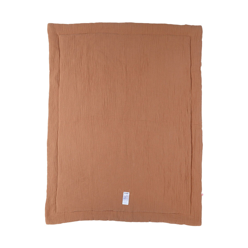 Couverture en mousseline 75 x 100 cm imprimé Éléphants blanc/rouille 