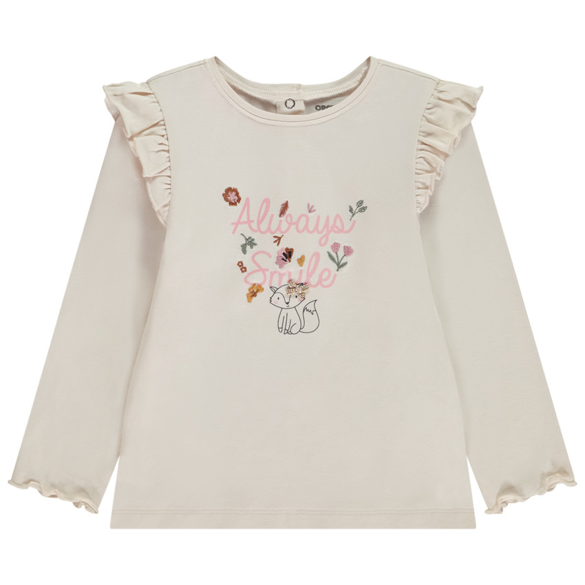 Lange mouwen T-shirt met ruche en fantasieprint voor meisjes 