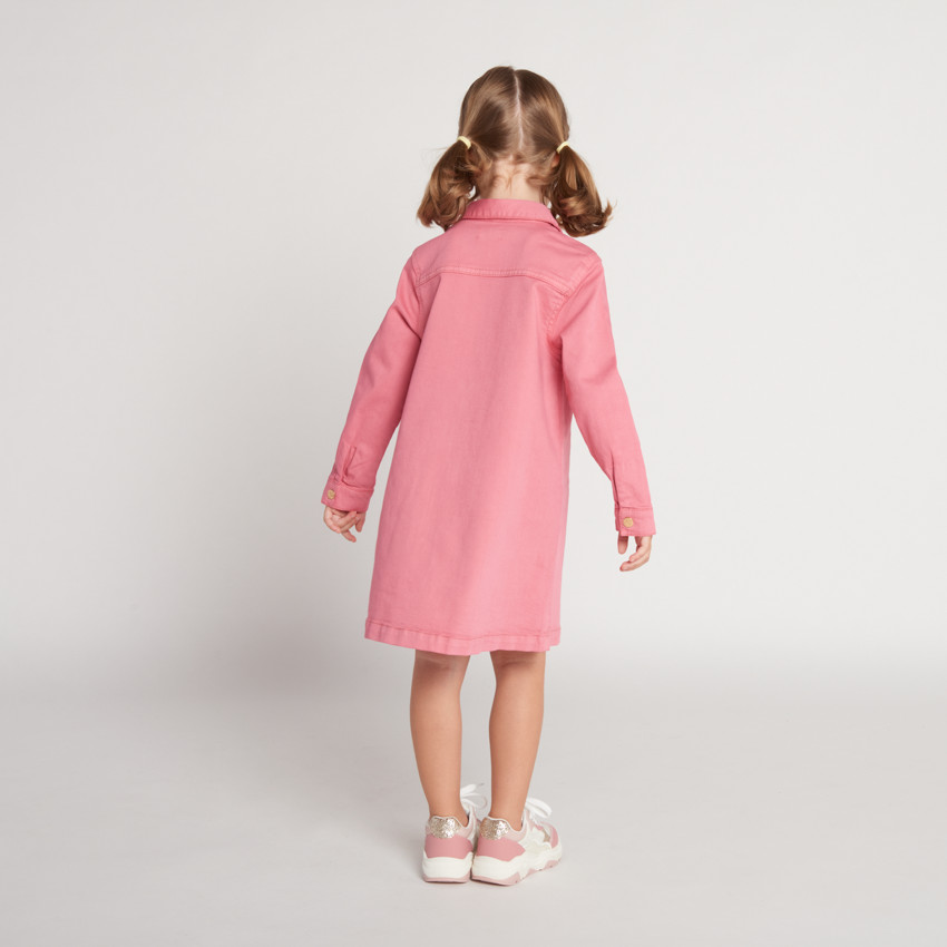 Robe manches longues uni en denim pour fille 