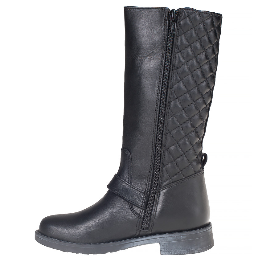 Laarzen in leder in zwarte kleur met ritssluiting ﻿gematelasseerde op de achterkant 