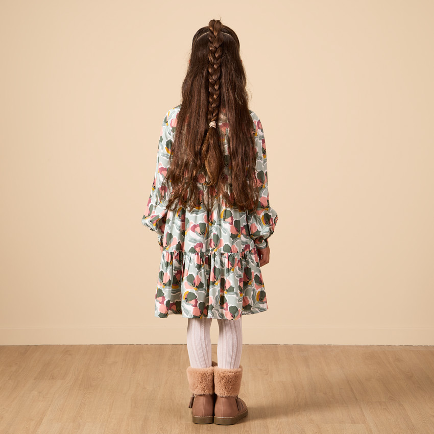 Meisjesjurk met lange mouwen en bloemenprint 