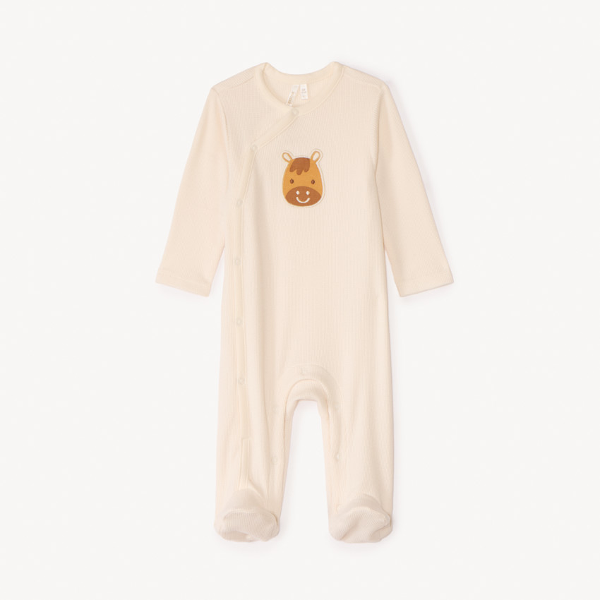 Dors-bien en nid d'abeille met een paardenpatch voor babyjongens 