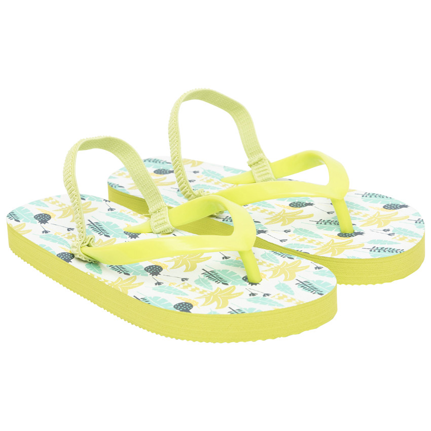 Tongs imprimé palmiers/ananas pour garçon avec lanière selon l'âge 