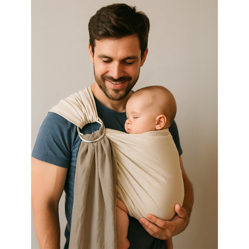 Écharpe de portage sans nœud Tricot Sling Latte Macchiato 