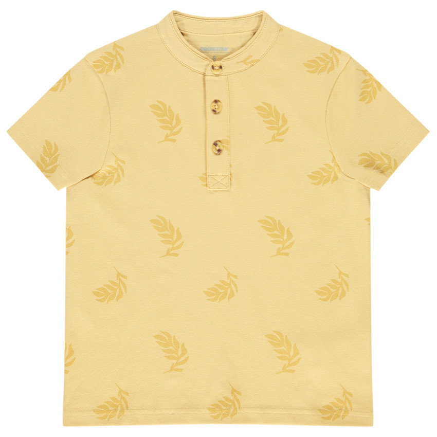 Poloshirt korte mouwen fantasie met mao-kraag voor jongen 