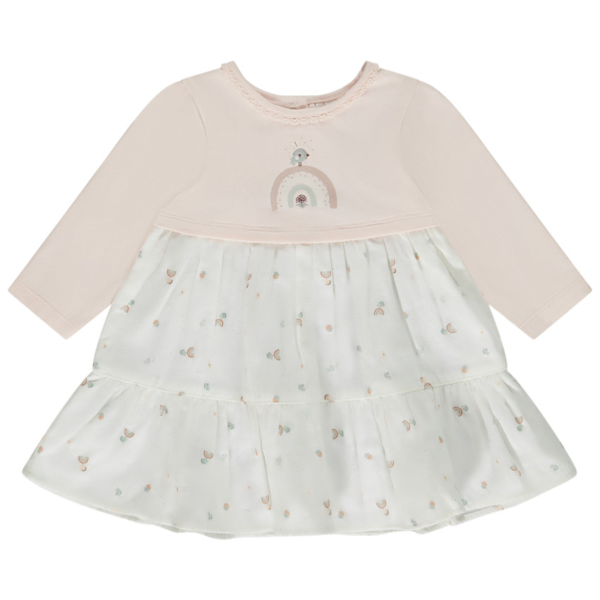 Robe effet 2 en 1 imprimé arcs-en-ciel pour bébé fille 
