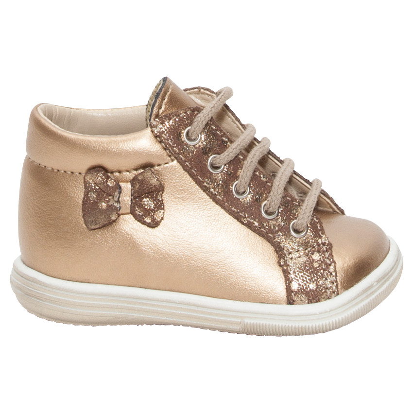 Gouden laarzen uit leder met opgestikte strik 