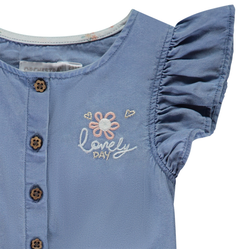 Combi-short  fantaisie avec ceinture pour bébé fille 