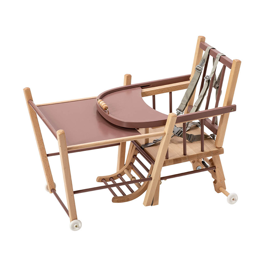 Chaise haute traditionnelle transformable Marcel vieux rose 