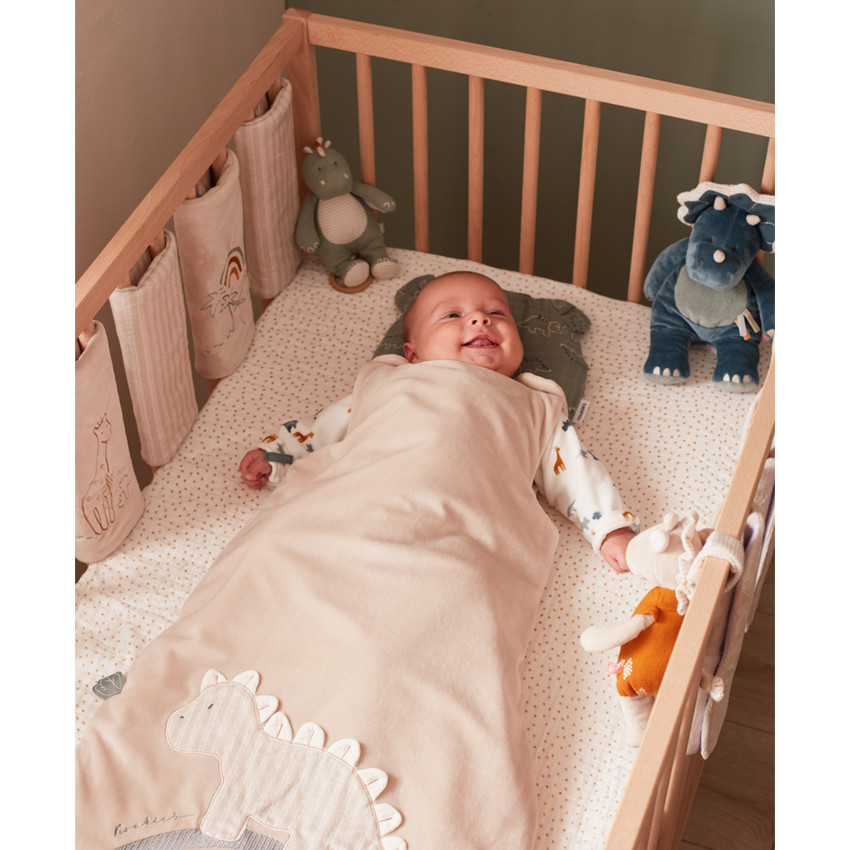 Peluche mini-musicale en mousseline de coton - Dino 