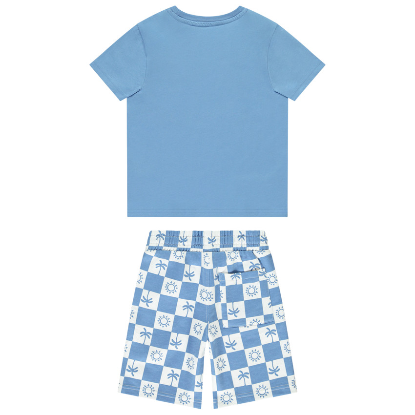 Ensemble t-shirt manches courtes + bermuda damier pour garçon 